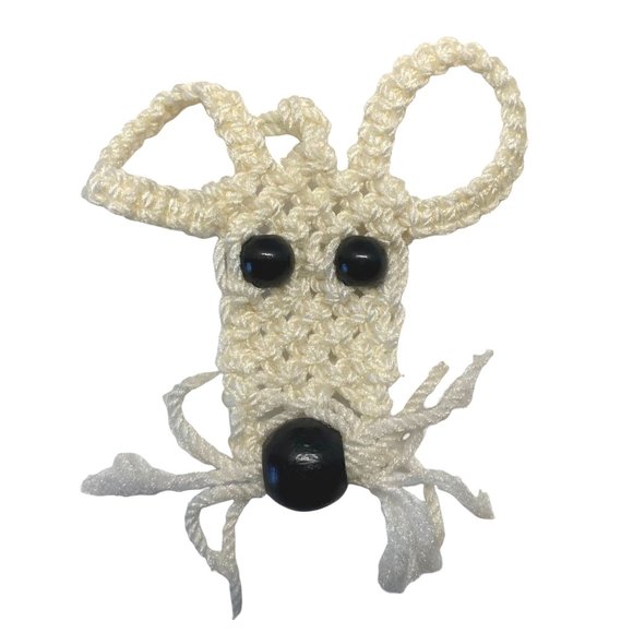 Vintage Macramae Reindeer Christmas Tree Ornament 4" - Picture 1 of 5